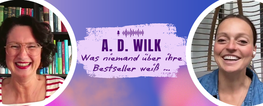 Jennifer Rolle links, A. D. Wilk rechts, mittig Titel ‚Was niemand über ihre Bestseller weiß ...‘.
