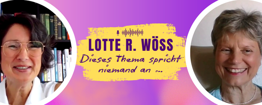 Jennifer Rolle links, Lotte R. Wöss rechts, mittig Titel ‚Dieses Thema spricht niemand an …